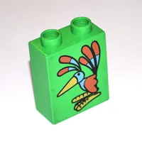 Duplo Brick 1 x 2 x 2 with Colorful Bird Print