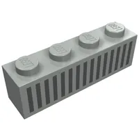 Brick 1 x 4 with Bottom Tubes, Lowered Center Cross Support with Black 15 Bars Grill Print