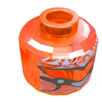 Minifig Head Alien, Green Brain and Yellow Mouth Print [Blocked Open Stud]