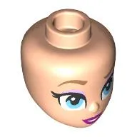 Minidoll Head, Nougat Eyebrows, Bright Light Blue Eyes, Bright Pink Eyeshadow, Dark Purple Lips