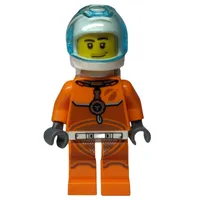 Astronaut - Orange Torso and Legs, White Helmet, Trans-Light Blue Visor, Stubble