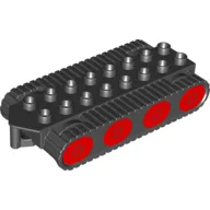 Duplo Bulldozer Base with Treads and Four Black Wheels with Red Print (Muck)