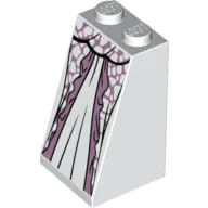 Slope 75° 2 x 2 x 3 [Solid Studs] with White Dress, Lavender Pattern print