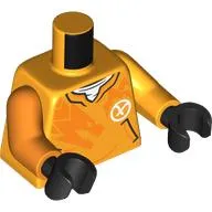 Torso, Odd Arms, Sweater, Pockets, White Undershirt and Symbol, Orange Dragon print, Left Bright Light Orange Arm, Right Orange Arm, Black Hands