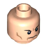 Minifig Head Shredder / Tor-An, Eyebrows, Frown and Cheek Lines Print [Hollow Stud]