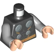 Torso Armor with Silver Circles and Gold Belt Print (Thor), Light Bluish Gray Arms, Light Nougat Hands