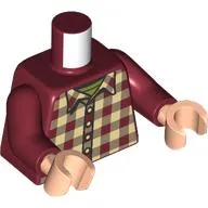 Torso, Tan Plaid Shirt, Bright Light Yellow Buttons print, Dark Red Arms, Light Nougat Hands