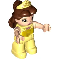 Duplo Figure Belle, Reddish Brown Hair, Bright Light Yellow Legs, Bright Light Yellow Tiara Print