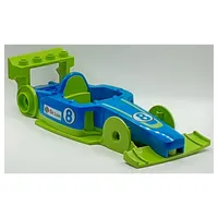 Duplo Toolo Formula Car Chassis Assembly with Blue Top and Number 8 and Octan Logo Print