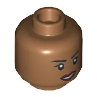 Minifig Head Ajak, Eyelashes, Dark Red Lips, Smile / Angry Print