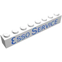 Brick 1 x 8 without Bottom Tubes with Cross Side Supports with 'ESSO SERVICE' Long Blue Print