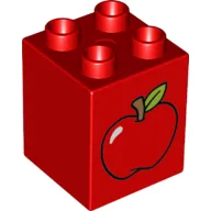 Duplo Brick 2 x 2 x 2 with Apple Print