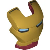 Headwear Accessory Visor Top Hinge with Gold Face Shield and Bright Light Blue Eyes Print (Iron Man)