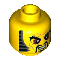 Minifig Head Chen, Bushy Eyebrows, Red Eyes, Moustache and Goatee, Sideburns, Wrinkles Print [Hollow Stud]