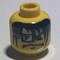 Minifig Head Arrow, Eyebrows, Long Hair, Headset and Square Eye Device Print