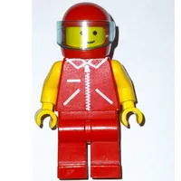 Man, Red Jacket with Zipper and Pockets, Red Legs, Red Helmet with Visor