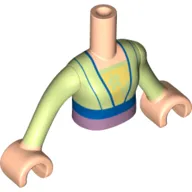 Minidoll Torso Girl, Yellowish Green Dress, Dark Blue Trim, Sand Purple Belt print with Light Nougat Hands