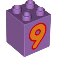 Duplo Brick 2 x 2 x 2 with Orange '9' Print