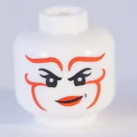 Minifig Head Nya, Red Lipstick, Smile / Scowl Print