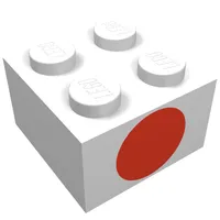 Brick 2 x 2 with Red Dot on One Side Print