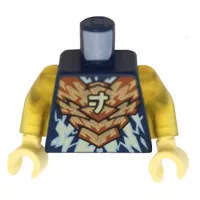 Torso Armor, Gold and Orange Chestplate, Bright Light Yellow Lightning and Asian Symbol print, Trans-Yellow Arms, Bright Light Yellow Hands