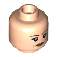 Minifig Head Erin Gilbert, Dual Sided, Reddish Brown Eyebrows, Dark Tan Lips, Neutral / Scared Print [Hollow Stud]