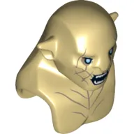 Minifig Head Special, Azog with Dark Tan Markings on Face and Chest, Light Blue Eyes and Wide Open Mouth Print