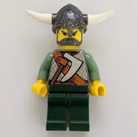 Viking Warrior - Armour, Battle Axe on Torso, Sand Green Arms, Dark Green Legs, Gray Hair
