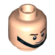 Minifig Head Death Star Trooper / AT-ST Driver, Dual Sided, Chin Strap, Brown Eyebrows, Smile, Frown Print [Hollow Stud]