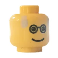Minifig Head, Glasses, Gray Balding Hair Print [Blocked Open Stud]