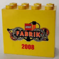 Brick 2 x 4 x 3 with 'LEGO Fabrik 2008' with Orange Text Print