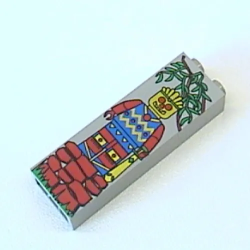 Brick 1 x 2 x 5 with Blocked Open Studs and Bottom Stud Holder with Jungle Print